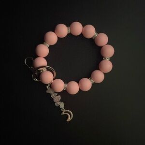 Pink key chain with moon charm